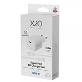 X2O Lader med Kabel 1.2m 20W USB-C GaN Hvit