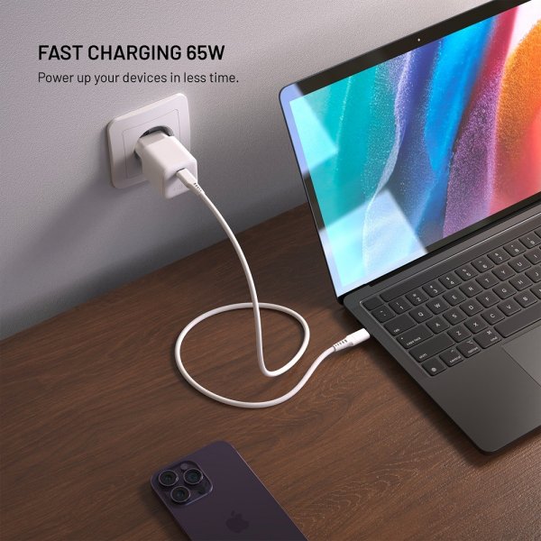 Fixed Lader Mini PD 65W GaN Hvit