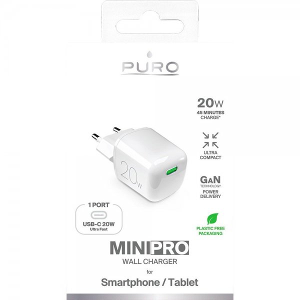 Puro Lader MiniPro GaN USB-C 20W Hvit