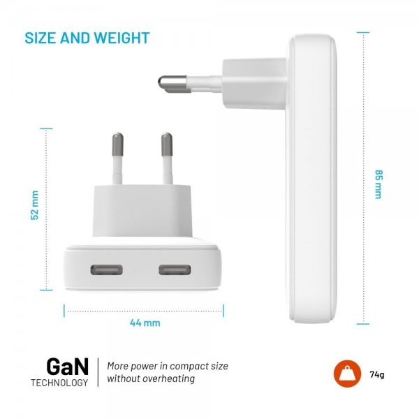Fixed Lader Slim GaN 45W 2xUSB-C