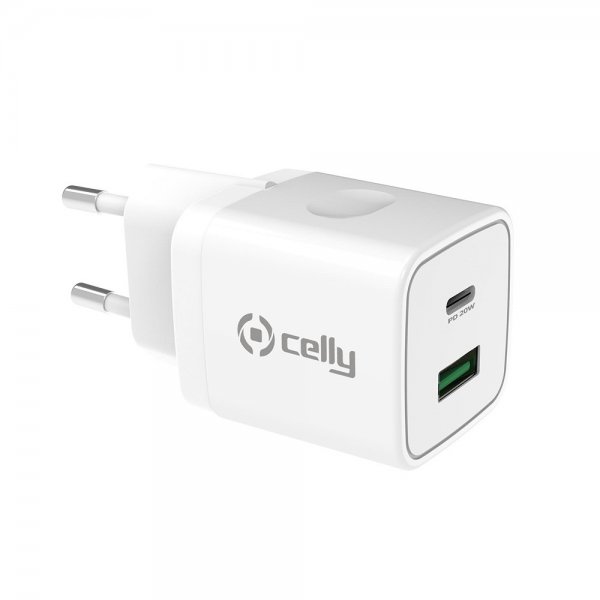 Celly Lader USB-A/USB-C 20W Hvit