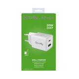 Celly Lader USB-A/USB-C 20W Hvit