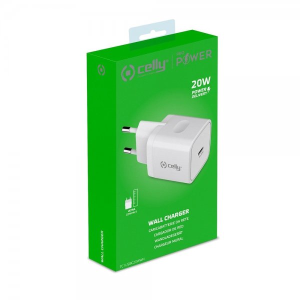 Celly Lader USB-C 20W Hvit