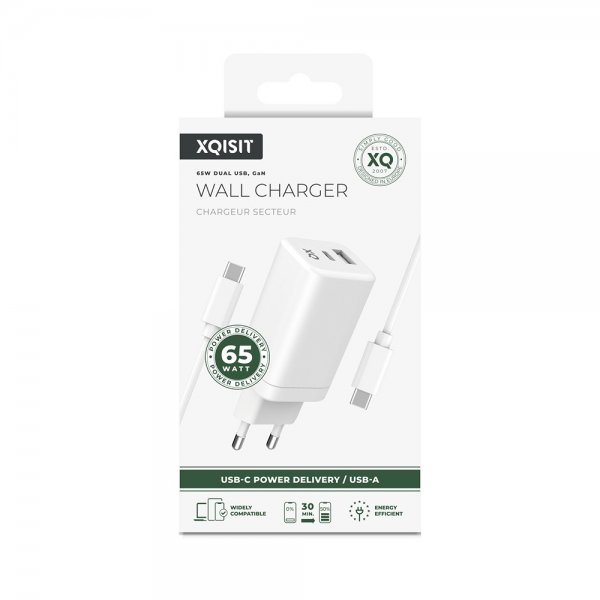 Xqisit Lader Wall Charger 65W GaN USB-C PD/USB-A