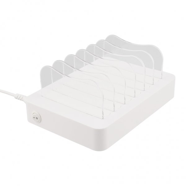 Deltaco Lader 50W 6xUSB-A Hvit