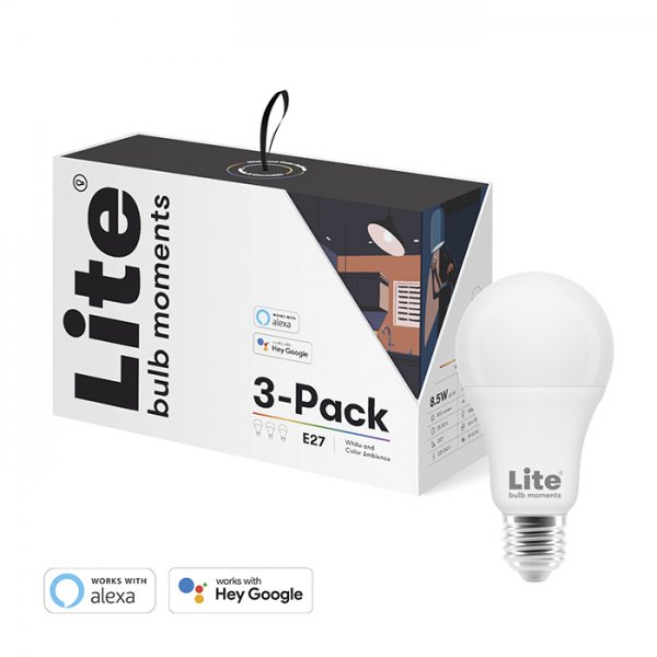 Lite bulb moments White & Color Ambience (RGB) E27 Lampe - 3-Pack