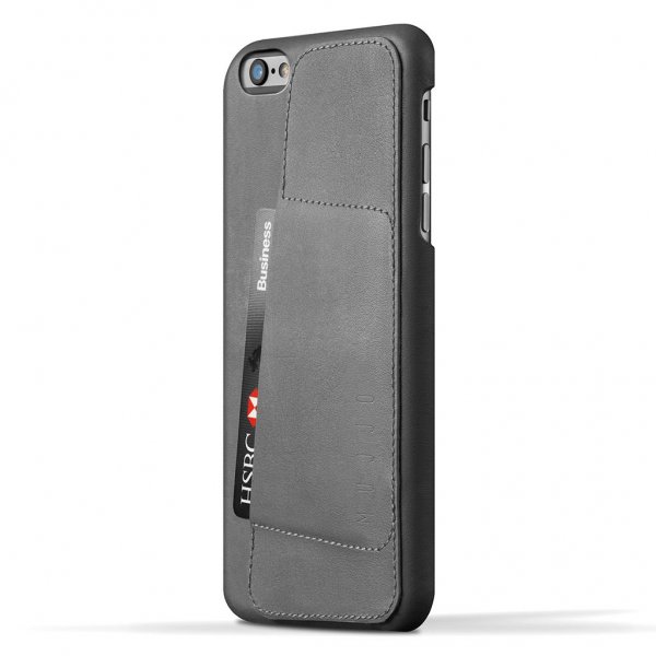 Mujjo iPhone 6/6S Plus Deksel Full Leather Wallet Case Grå