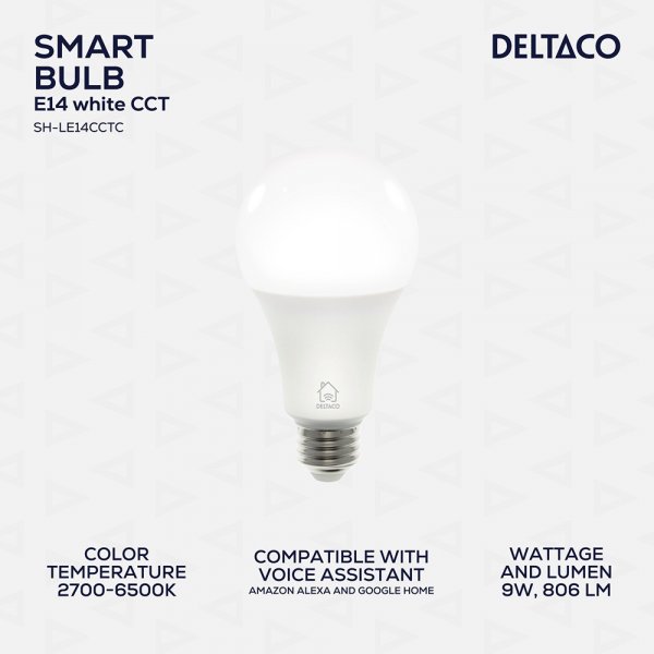 Deltaco Smart Home LED-pære E27 WiFi 9W