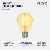 Deltaco Smart Home LED-lampe Filament E27 WiFi A60 5.5W