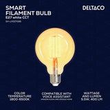 Deltaco Smart Home LED-lampe Filament E27 WiFi G95 5.5W