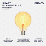 Deltaco Smart Home LED-lampe Filament E27 WiFi G95 5.5W