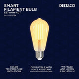 Deltaco Smart Home LED filamentpære E27 WiFi ST64 5.5W