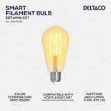 Deltaco Smart Home LED filamentpære E27 WiFi ST64 5.5W