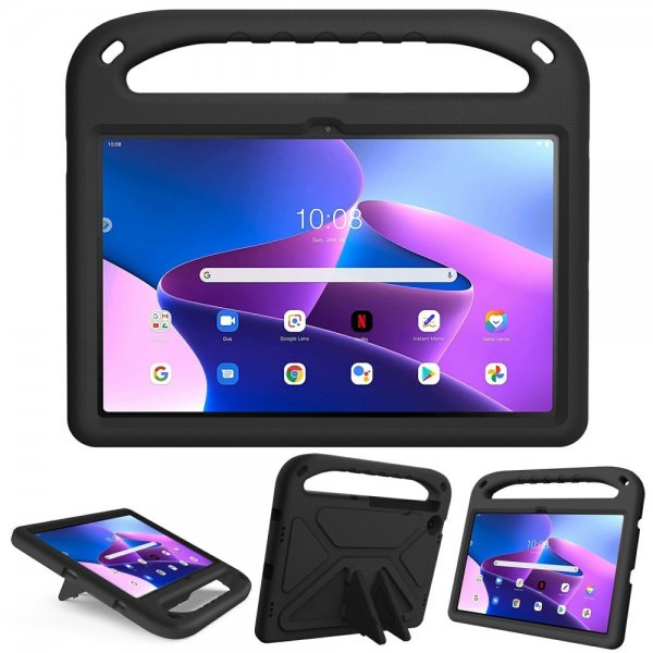 Lenovo Tab M10 Plus (3rd Gen) TB125 TB128 Deksel til Barn Stativfunksjon Svart
