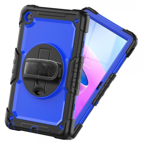 Lenovo Tab M10 Plus (3rd Gen) TB125 TB128 Deksel med Stropp Stativfunksjon Blå Svart