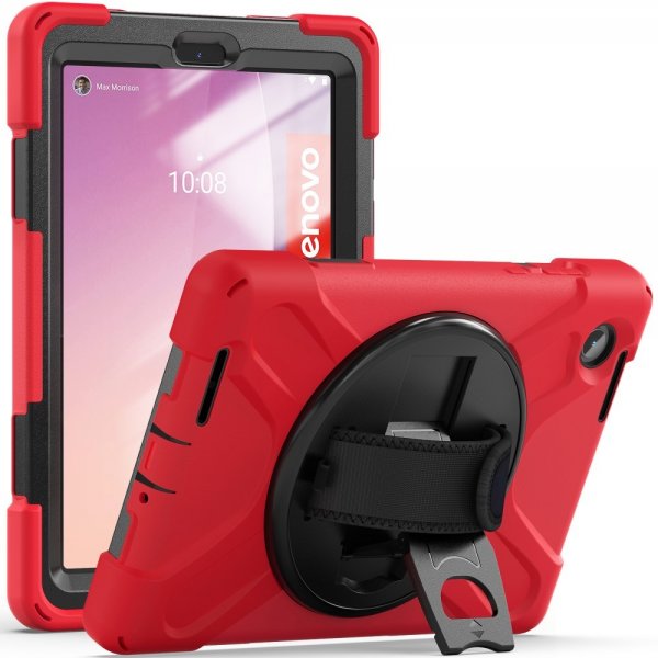 Lenovo Tab M8 (4th gen) TB300 Deksel med Håndgrep og Stativfunksjon Rød
