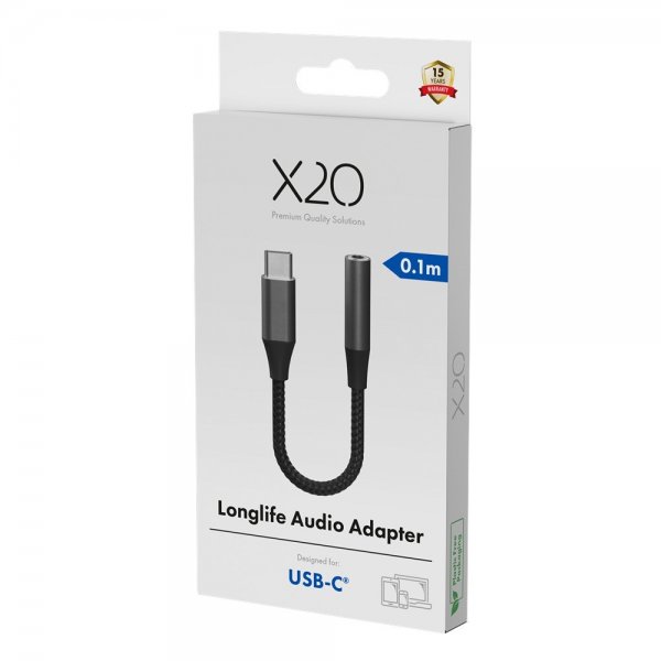 X2O Lyd Adapter USB-C til 3.5mm AUX 0.1m Svart