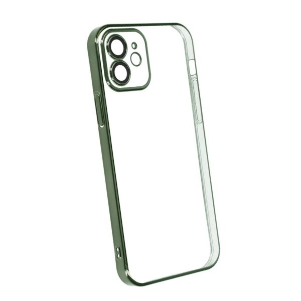 iPhone 12 Deksel Glitter Transparent Støtsikker Grønn