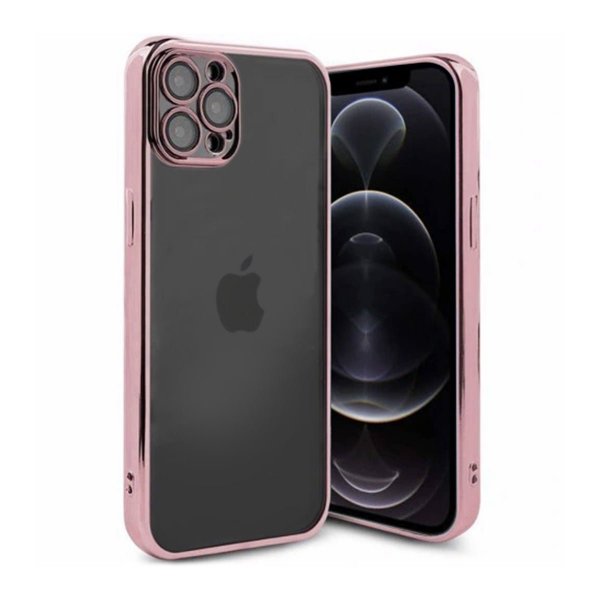 iPhone 12 Pro Deksel Glitter Transparent Støtsikker Rosa
