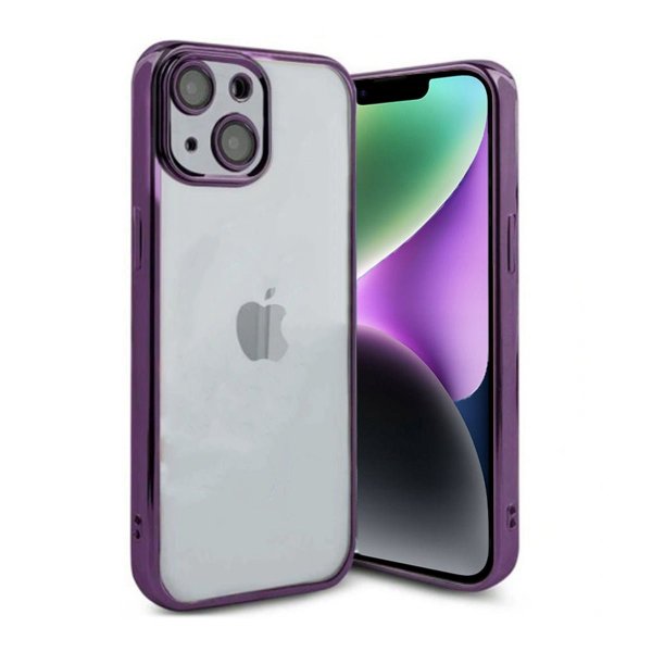 iPhone 14 Deksel Glitter Transparent Støtsikker Lilla
