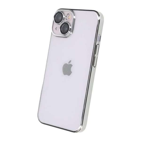 iPhone 14 Deksel Glitter Transparent Støtsikker Sølv