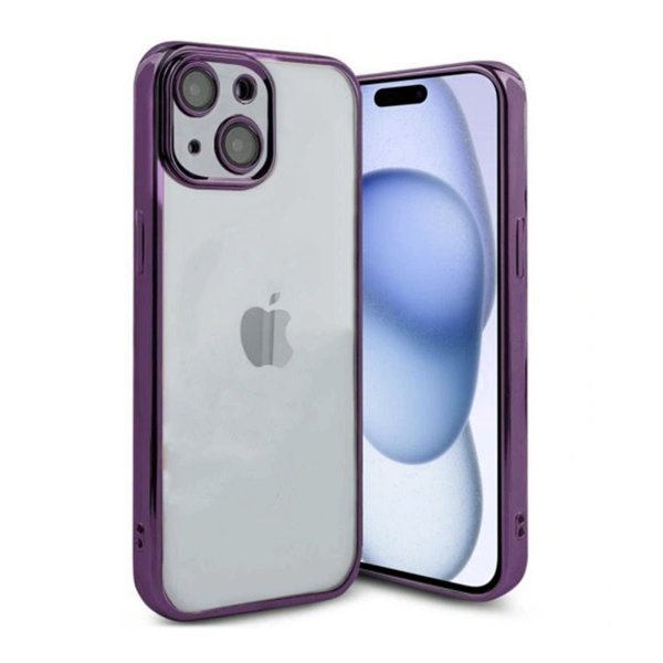 iPhone 15 Deksel Glitter Transparent Støtsikker Lilla