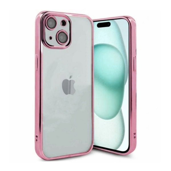 iPhone 15 Deksel Glitter Transparent Støtsikker Rosa