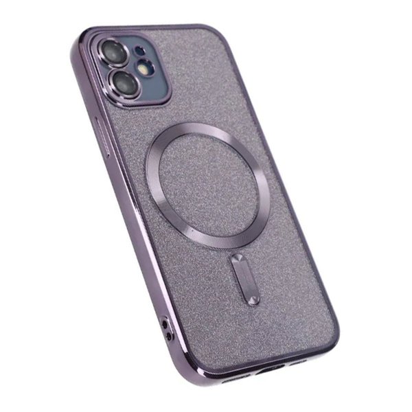 iPhone 11 Deksel Glitter Transparent MagSafe Lilla