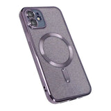 iPhone 11 Deksel Glitter Transparent MagSafe Lilla