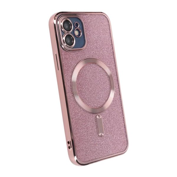 iPhone 11 Deksel Glitter Transparent MagSafe Rosa