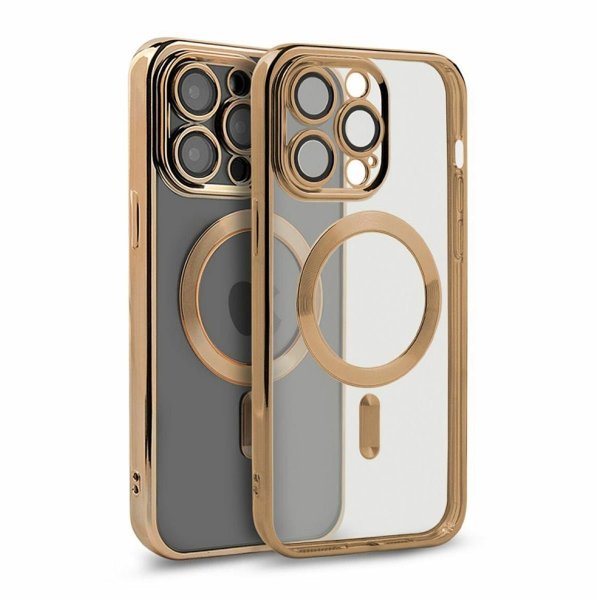 iPhone 12 Pro Max Deksel Glitter Transparent MagSafe Gull