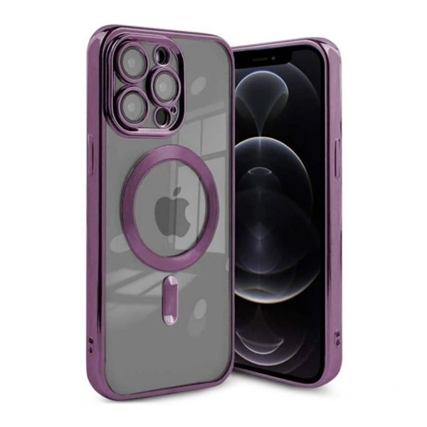 iPhone 12 Pro Max Deksel Glitter Transparent MagSafe Lilla