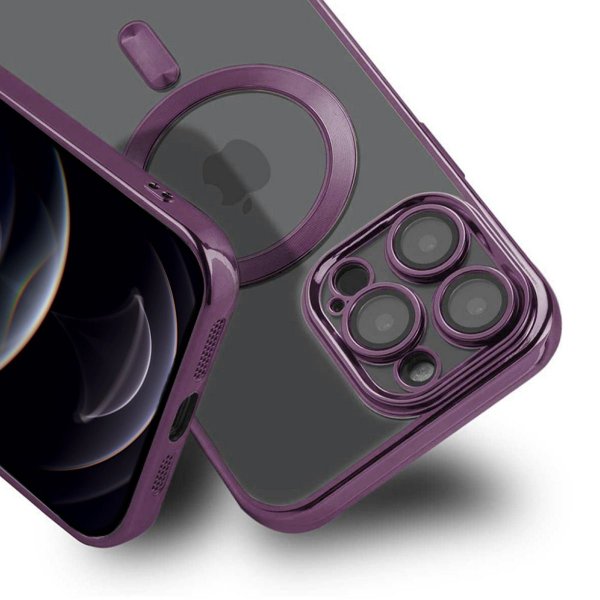 iPhone 12 Pro Max Deksel Glitter Transparent MagSafe Lilla