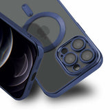 iPhone 12 Pro Max Deksel Glitter Transparent MagSafe Blå