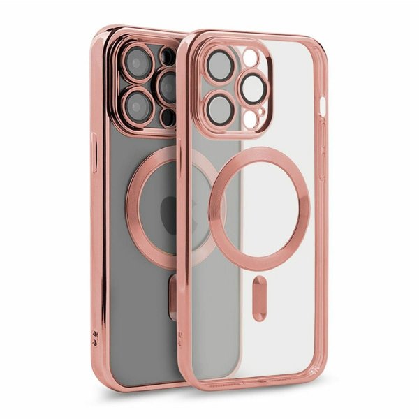 iPhone 12 Pro Deksel Glitter Transparent MagSafe Rosa