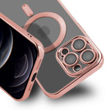 iPhone 12 Pro Deksel Glitter Transparent MagSafe Rosa