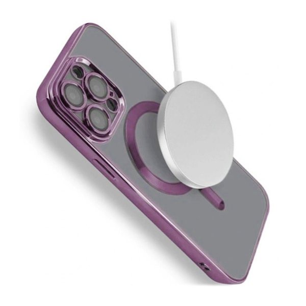 iPhone 13 Pro Deksel Glitter Transparent MagSafe Lilla