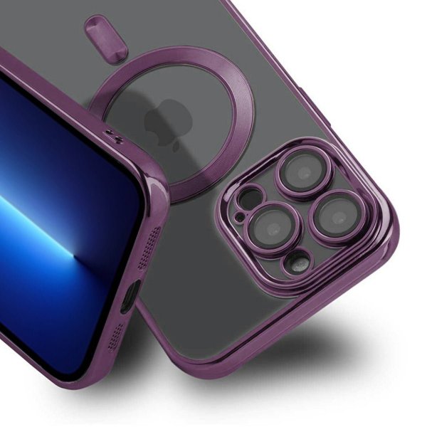 iPhone 13 Pro Deksel Glitter Transparent MagSafe Lilla