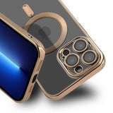 iPhone 13 Pro Max Deksel Glitter Transparent MagSafe Gull