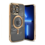 iPhone 13 Pro Max Deksel Glitter Transparent MagSafe Gull
