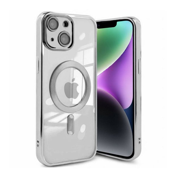 iPhone 13 Deksel Glitter Transparent MagSafe Sølv