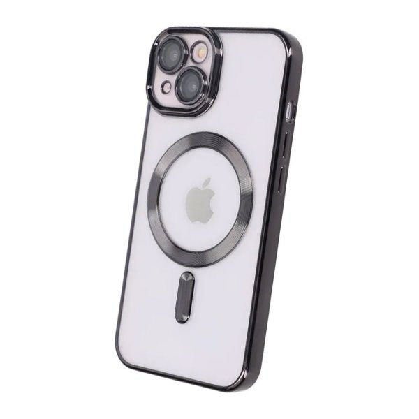 iPhone 14 Deksel Glitter Transparent MagSafe Svart