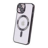 iPhone 14 Deksel Glitter Transparent MagSafe Svart