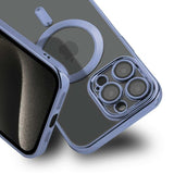 iPhone 15 Pro Max Deksel Glitter Transparent MagSafe Blå