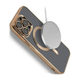 iPhone 15 Pro Max Deksel Glitter Transparent MagSafe Gull