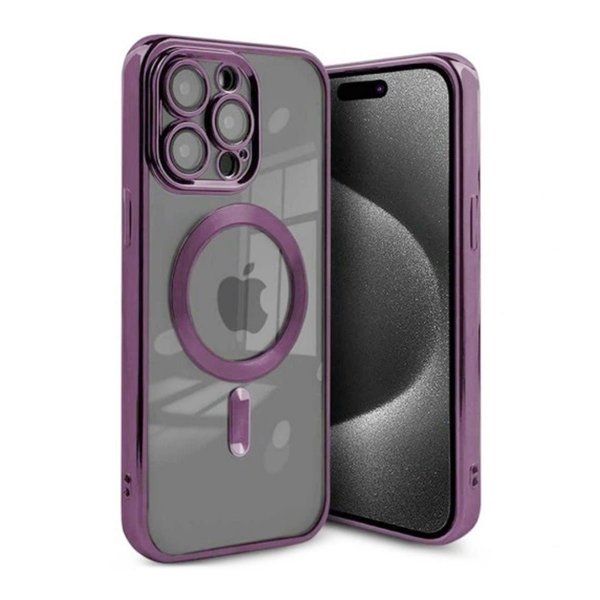 iPhone 15 Pro Max Deksel Glitter Transparent MagSafe Lilla
