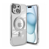 iPhone 15 Deksel Glitter Transparent MagSafe Sølv