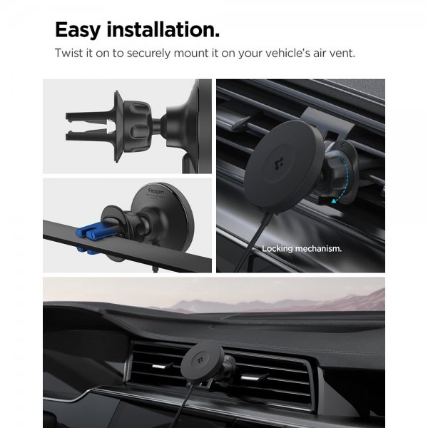 Spigen MagSafe Mobilholder til bil med Trådløs Lading OneTap Pro 4 Air Vent