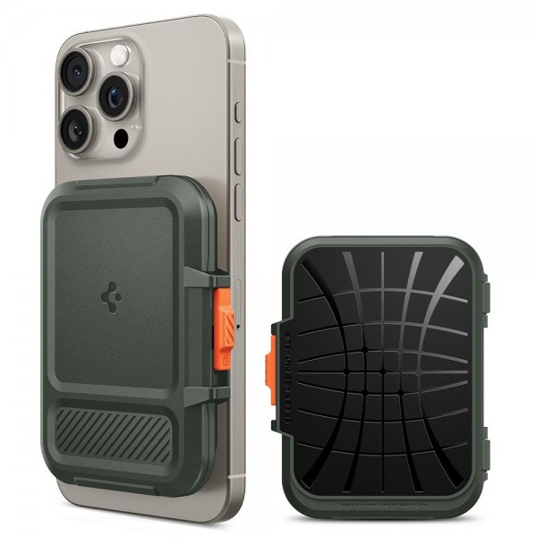 Spigen MagSafe Kortholder Lock Fit MagFit Military Green