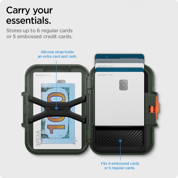 Spigen MagSafe Kortholder Lock Fit MagFit Military Green